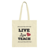 Live Love Teach Tote Bag, Teacher Appreciation Gift, Educator Thank You Present, Back to School Bag, Teacher Tote, Heart Design Tote - Tawshia